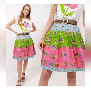 Ivy Jane 100% Cotton Tier Skirt Sz Large Bright Multicolor